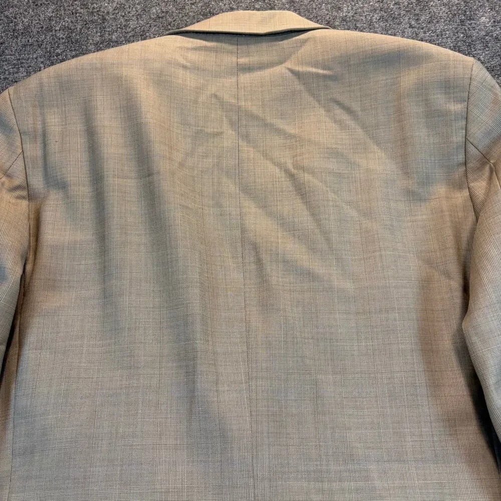 Vintage Brooks Brothers Tan Plaid Wool Suit Mens 42R 2 Piece Set Blazer Pants
